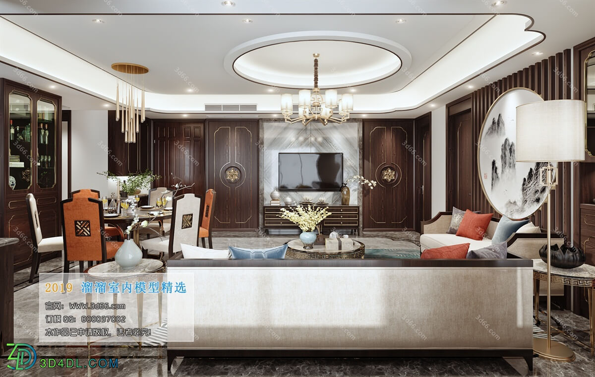 3D66 2019 Livingroom Chinese style (C077)