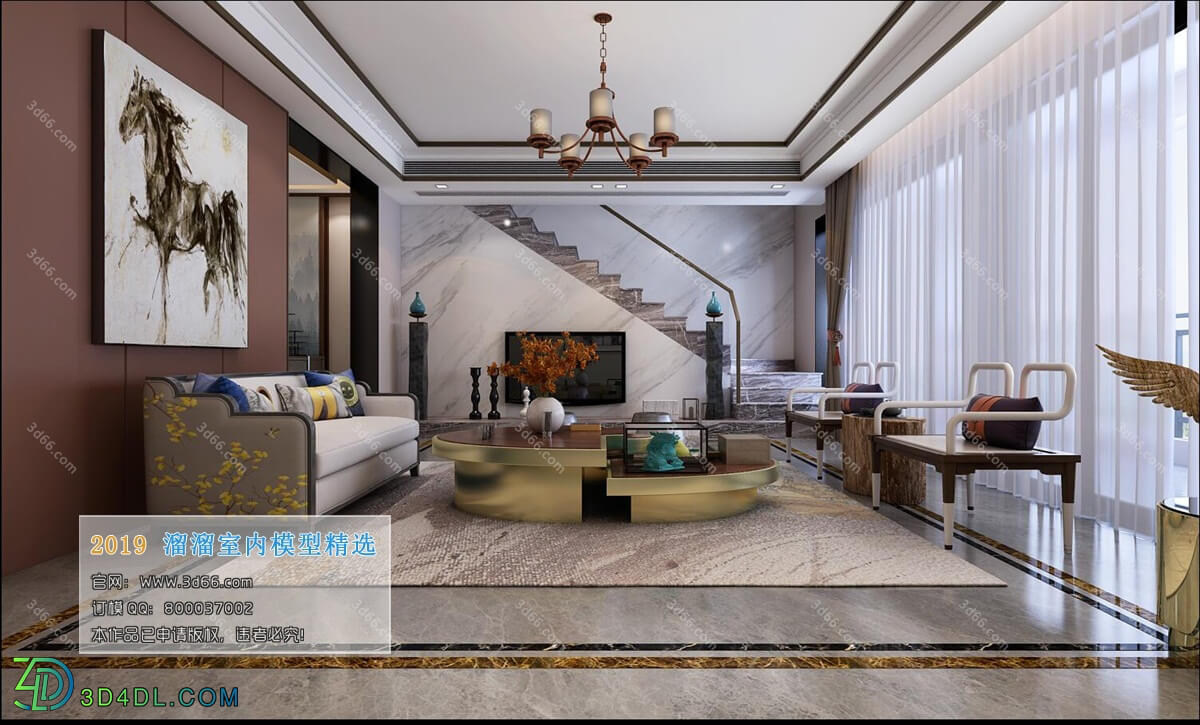 3D66 2019 Livingroom Chinese style (C085)