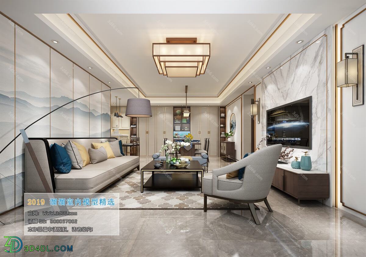 3D66 2019 Livingroom Chinese style (C088)