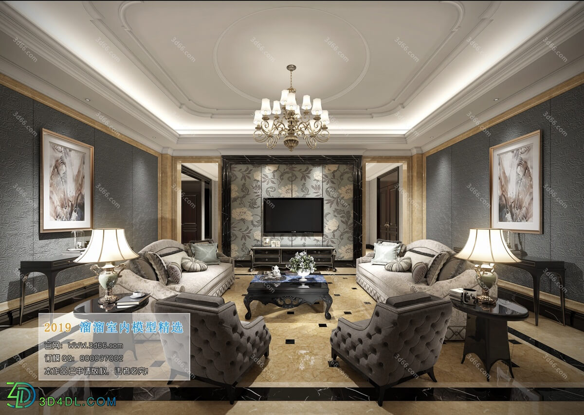 3D66 2019 Livingroom European style (D015)