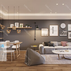 3D66 2019 Livingroom Nordic style (M001) 