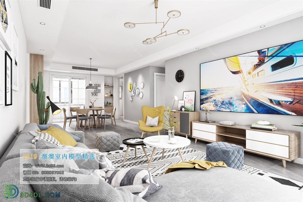 3D66 2019 Livingroom Nordic style (M009)