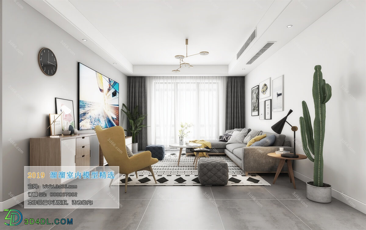 3D66 2019 Livingroom Nordic style (M009)