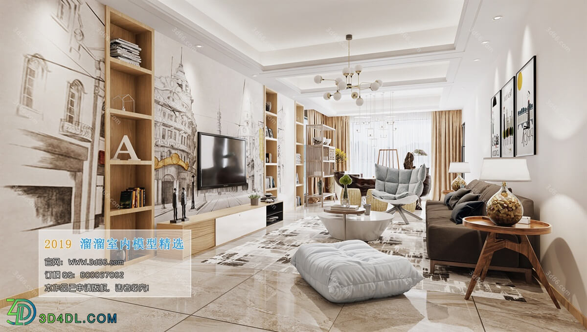 3D66 2019 Livingroom Nordic style (M012)