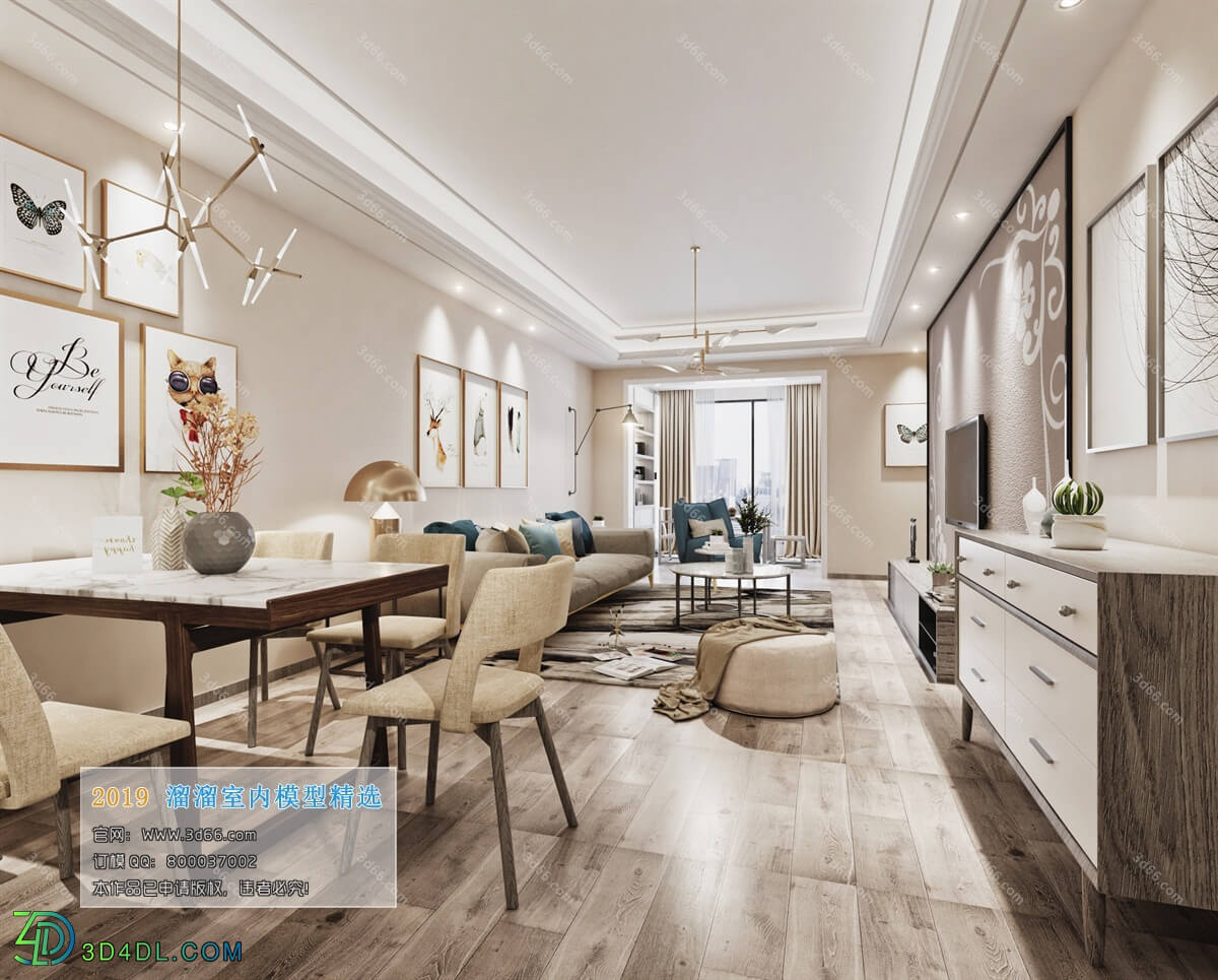 3D66 2019 Livingroom Nordic style (M013)