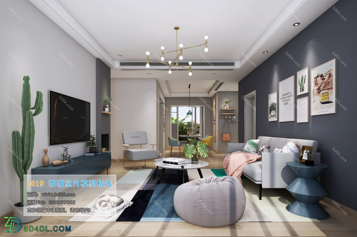 3D66 2019 Livingroom Nordic style (M022)