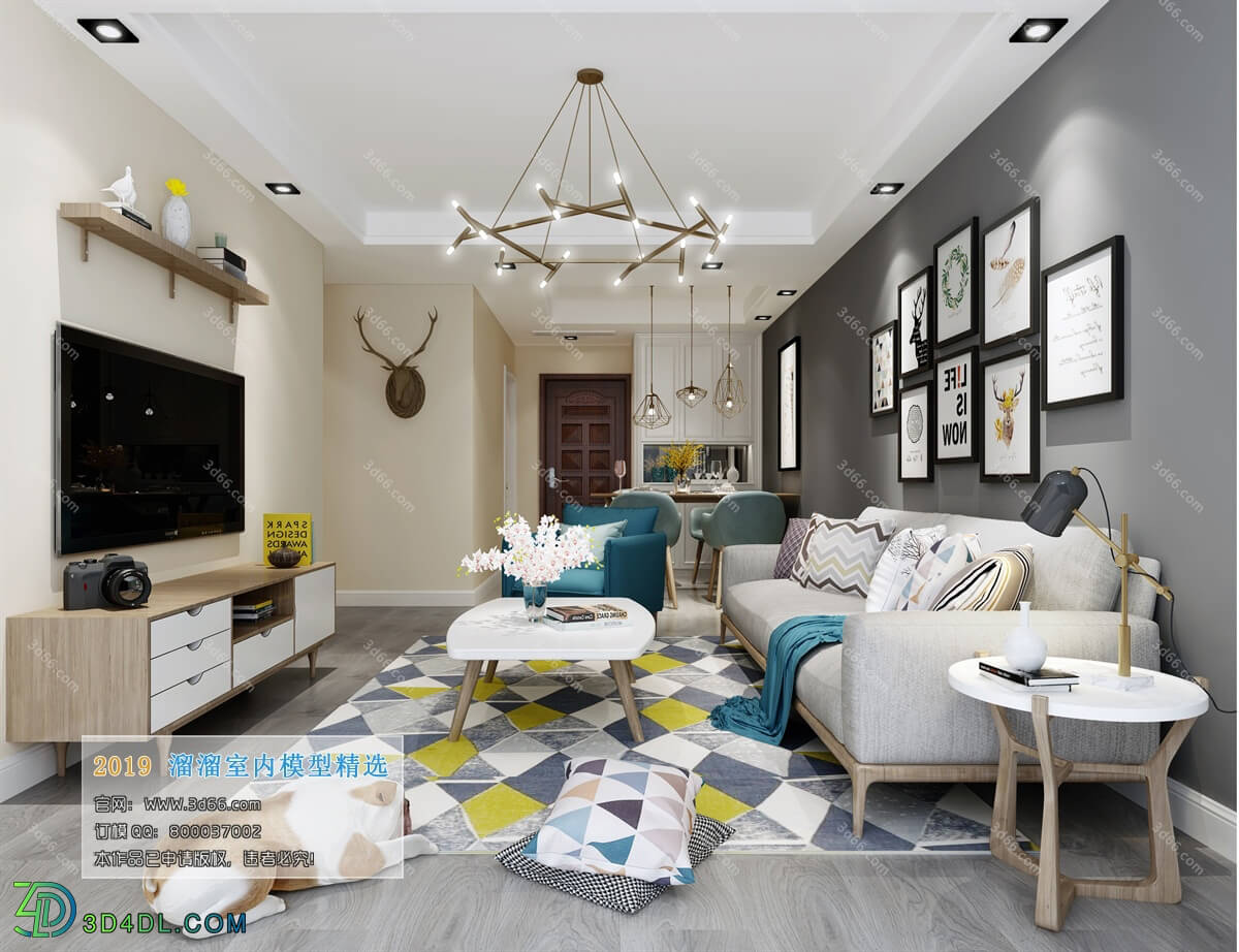 3D66 2019 Livingroom Nordic style (M028)