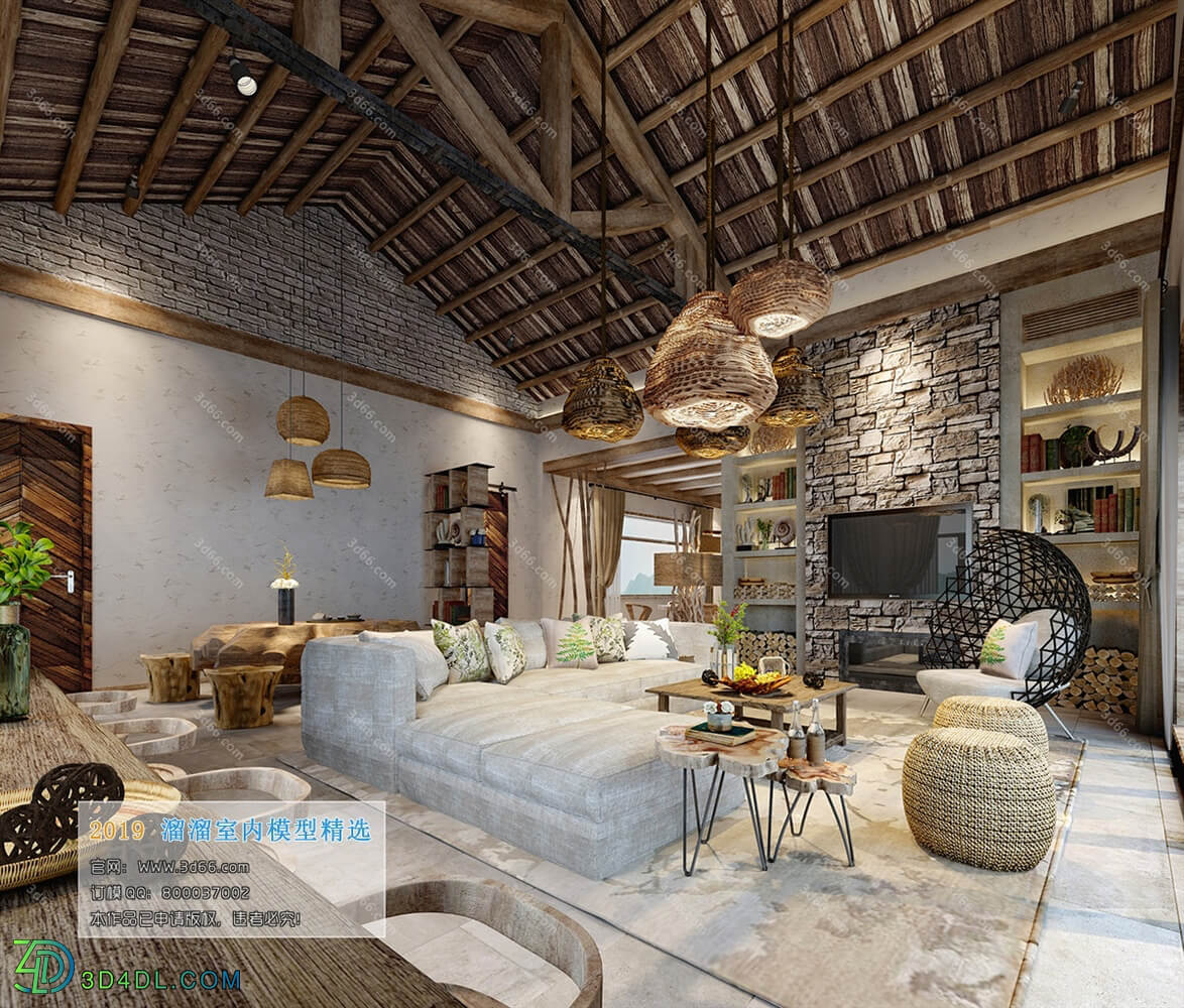 3D66 2019 Livingroom Southeast Asian style (F004)