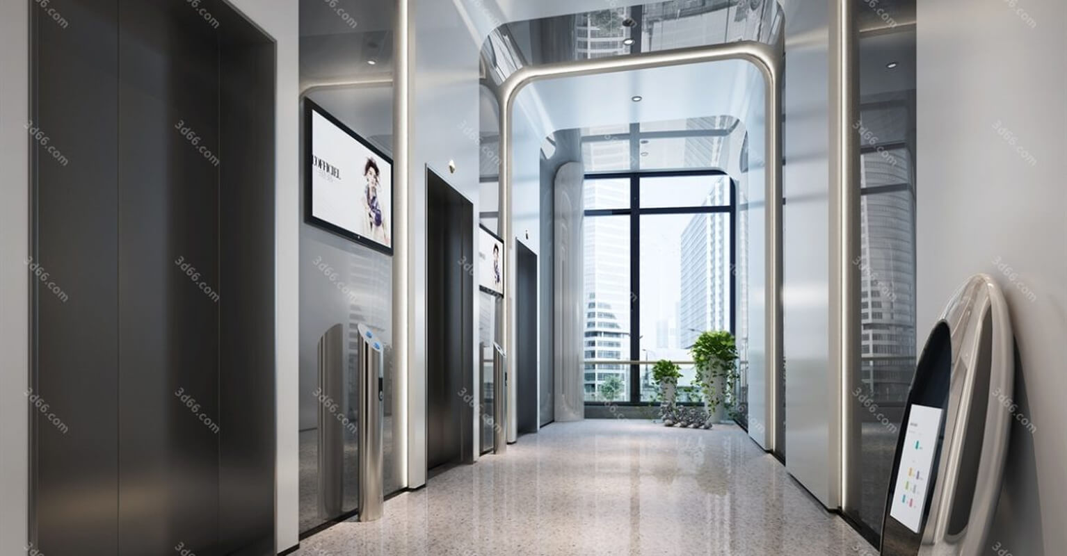 3D66 Elevator Lobby & Aisle Interior 2019 Style (02)