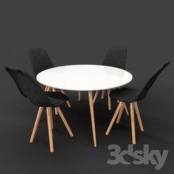 Table _ Chair - BOVIO Dining Table with Black DAKOTA Chairs 