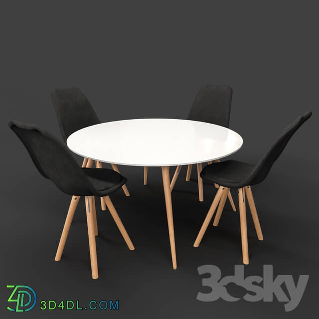 Table _ Chair - BOVIO Dining Table with Black DAKOTA Chairs