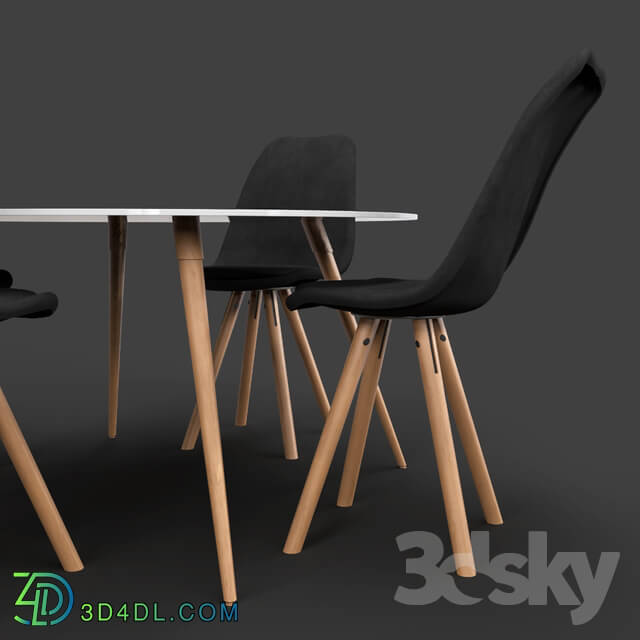 Table _ Chair - BOVIO Dining Table with Black DAKOTA Chairs