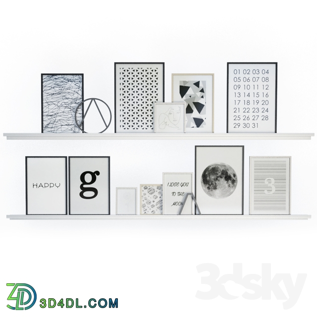 Decorative set - Black and white wall frames