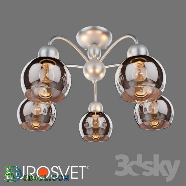 Ceiling light - OM Ceiling chandelier with glass shades Eurosvet 30148_5 silver