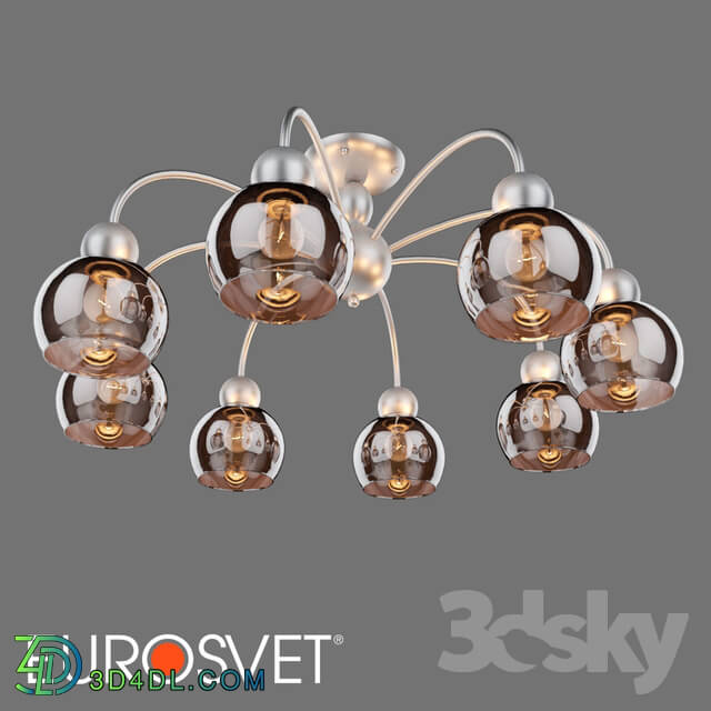 Ceiling light - OM Ceiling chandelier with glass shades Eurosvet 30148_8 silver Fabia