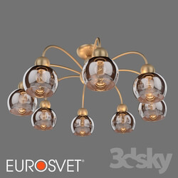 Ceiling light - OM Ceiling chandelier with glass shades Eurosvet 30148_8 Fabia gold 