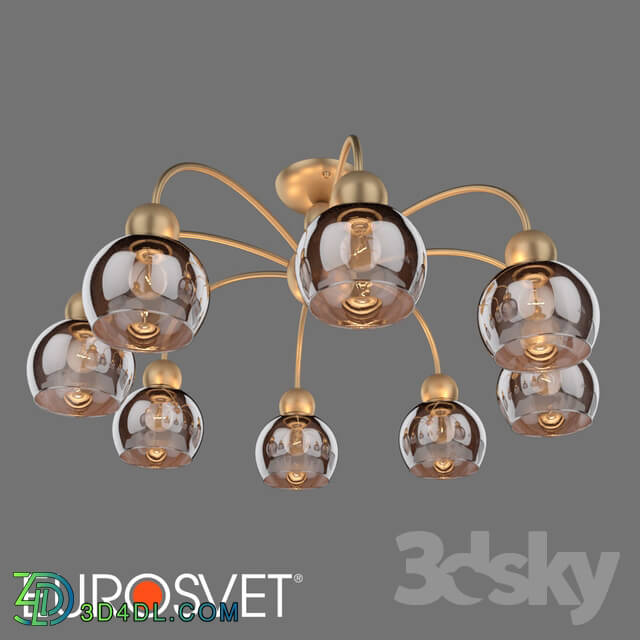 Ceiling light - OM Ceiling chandelier with glass shades Eurosvet 30148_8 Fabia gold