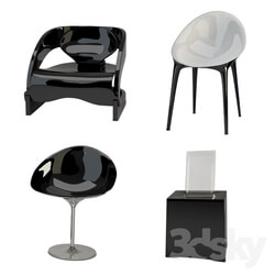 Chair - Black and white plastic chairs 