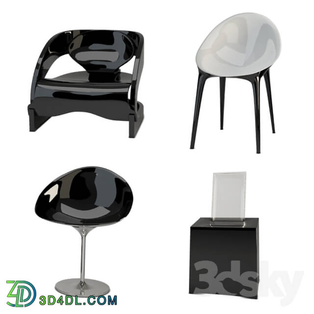 Chair - Black and white plastic chairs