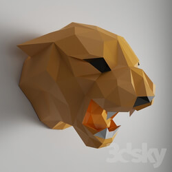 Other decorative objects - Tiger head polygonal paper 