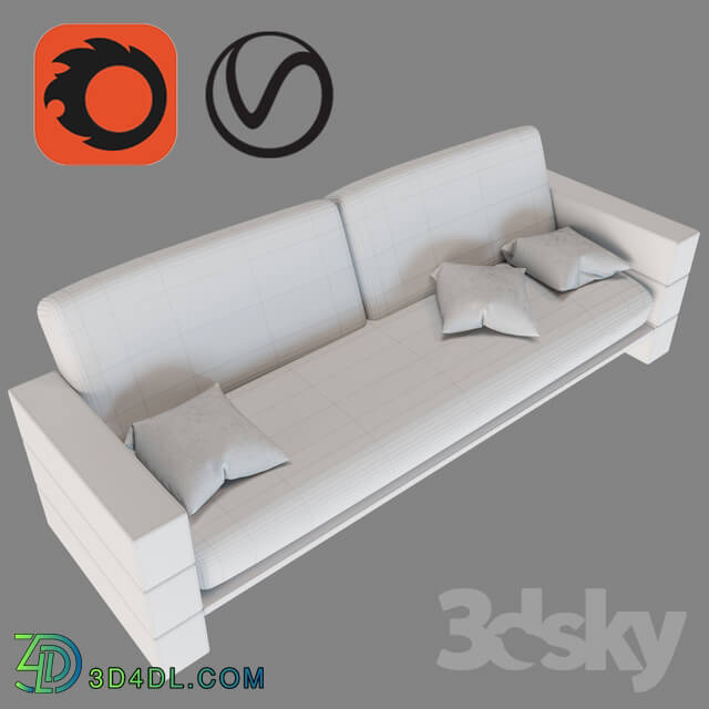 Sofa - Wooden and leather sofa