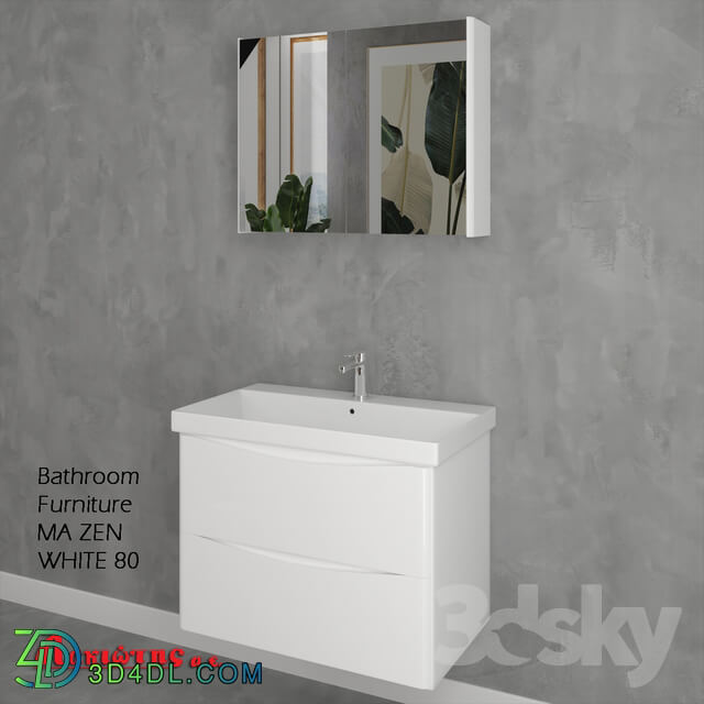 Bathroom furniture - Bathroom Furniture MA ZEN WHITE 80cm