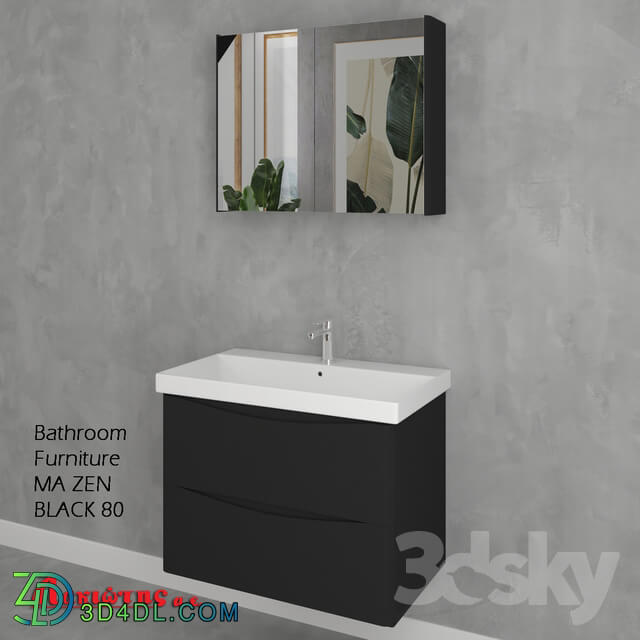 Bathroom furniture - Bathroom Furniture MA ZEN BLACK 80cm