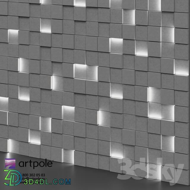 3D panel - OM Gypsum 3D Panel Elementary TETRIS LED by Artpole