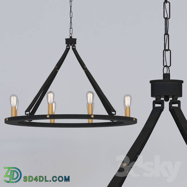 Ceiling light - Leather Strap Mixed Metals Chandelier