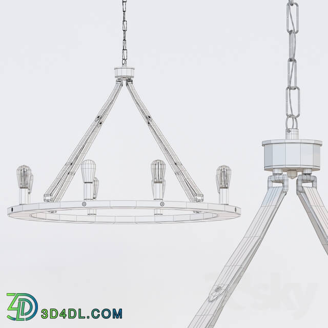 Ceiling light - Leather Strap Mixed Metals Chandelier