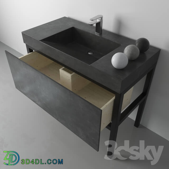 Wash basin - Iceberg concrete sink on a metal base with drawer