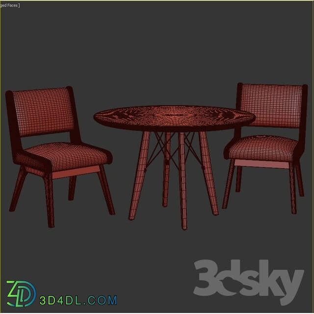 Table _ Chair - 3 Piece Dining Set with Blue Chairs