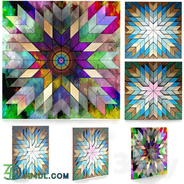 Other decorative objects - 3d wood panels _ Colored