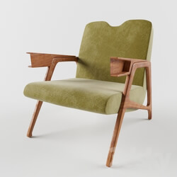 Arm chair - Pair of Armchairs in Moss Green Upholstery by Augusto Romano 
