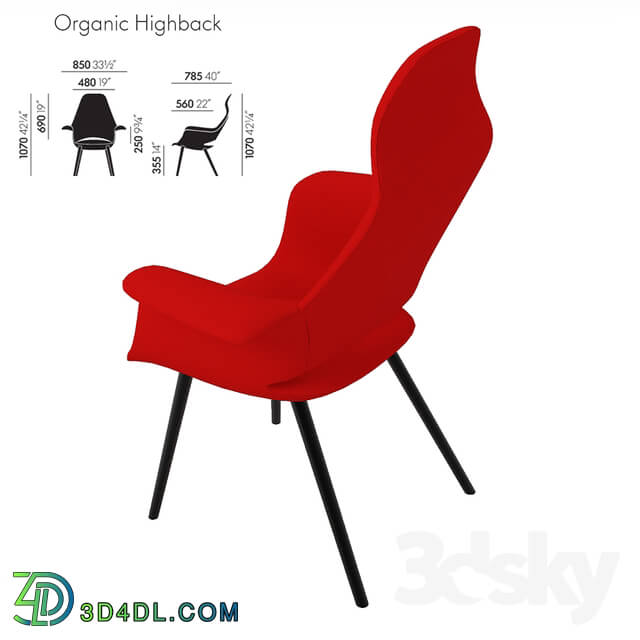 Chair - VITRA Organic Highback Chair. 850x785xh1070_vray