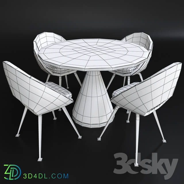 Table _ Chair - Silhouette Pedestal Round Dining Table