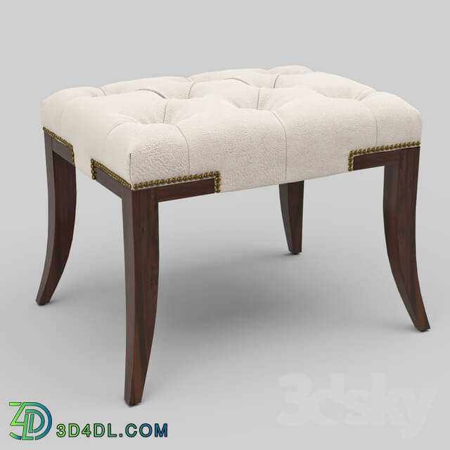 Other soft seating - OM Poof Fratelli Barri MESTRE in the finish of mahogany veneer _Mahogany C__ fabric light beige velor _Anyzo-01__ FB.ST.MES.149