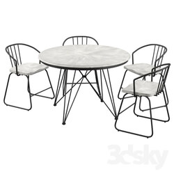 Table _ Chair - Timmins Iron 5 Piece Dining Set 