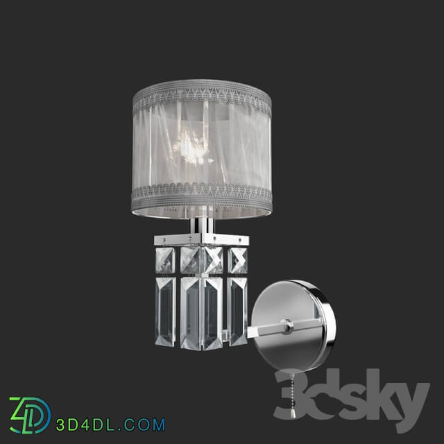 Wall light - OM Classic wall lamp with lampshade Eurosvet 10099_1 chrome Zaffiro