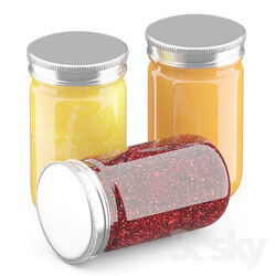 Food and drinks - 3d model of a set of cans with jam and honey 