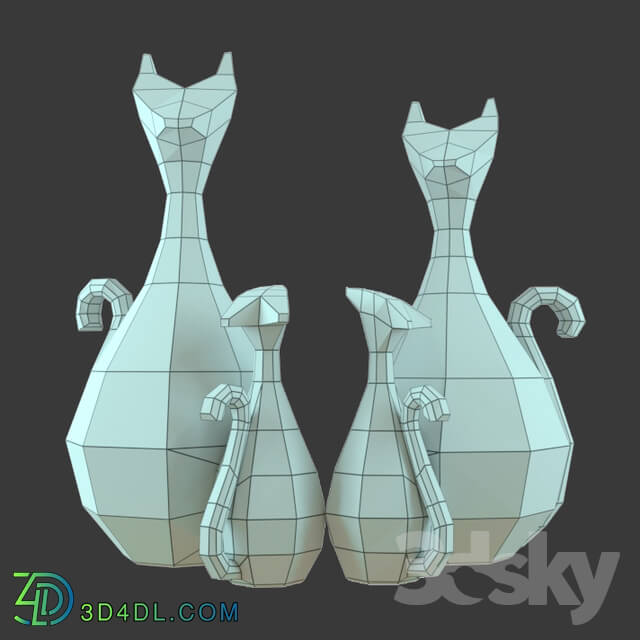 Sculpture - Decorative ceramics. Family of cats.