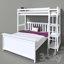 Bed - Friedman bunk bed with bookcase 