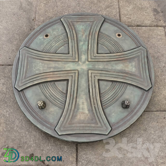 Other architectural elements - Manhole cover with cross figure