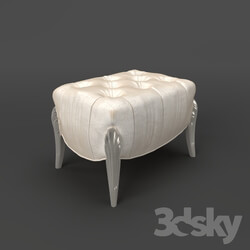 Other soft seating - OM Poof Fratelli Barri ROMA in fabric light beige velor _Moki _ 02__ legs in silver leaf finish_ FB.ST.RM.156 