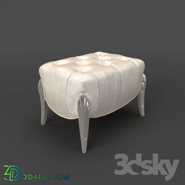 Other soft seating - OM Poof Fratelli Barri ROMA in fabric light beige velor _Moki _ 02__ legs in silver leaf finish_ FB.ST.RM.156