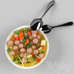 Food and drinks - Soup with meatballs 