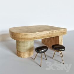 Table _ Chair - Table Audoux-Minet _amp_ Chairs Pair of Artefact 