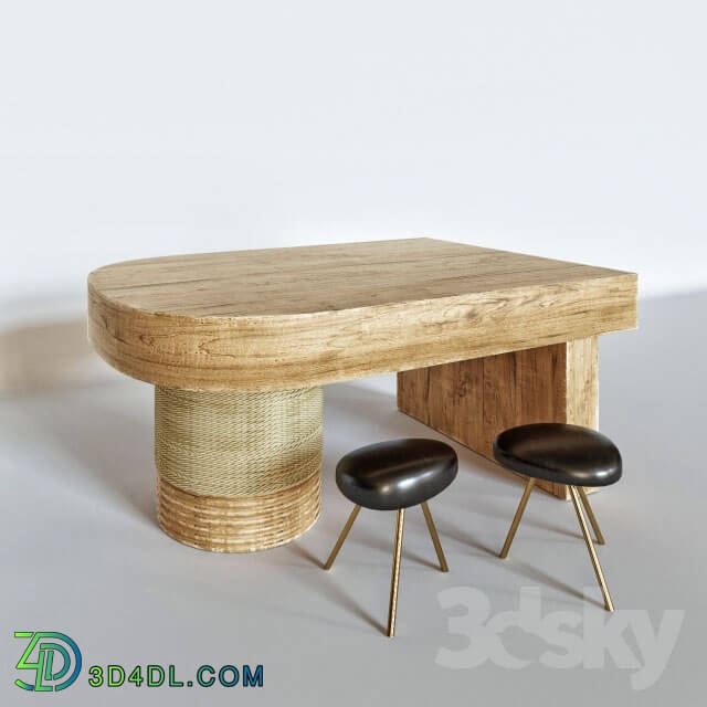 Table _ Chair - Table Audoux-Minet _amp_ Chairs Pair of Artefact