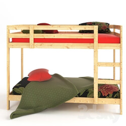 Bed - Frame 2 bunk beds _IKEA MIDAL_ and linens 