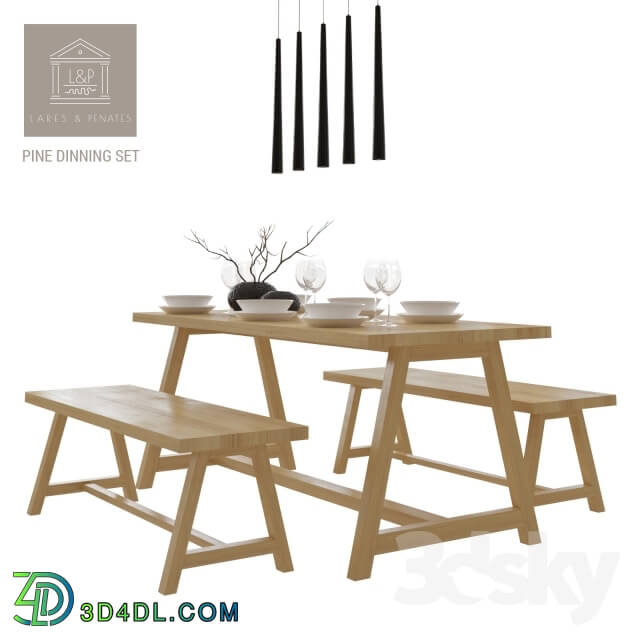 Table _ Chair - Lares _ Penates Pine Dinning Set